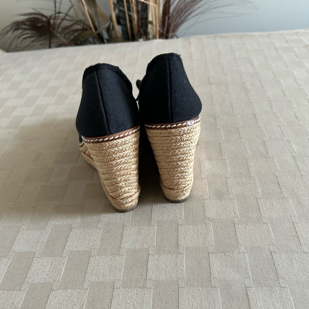 Tory Burch Jackie Canvas Bow Espadrille Wedge Pumps - Picture 5 of 16